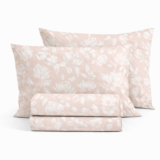 Σετ Σεντόνια Light Coral Floral - Easy Iron
