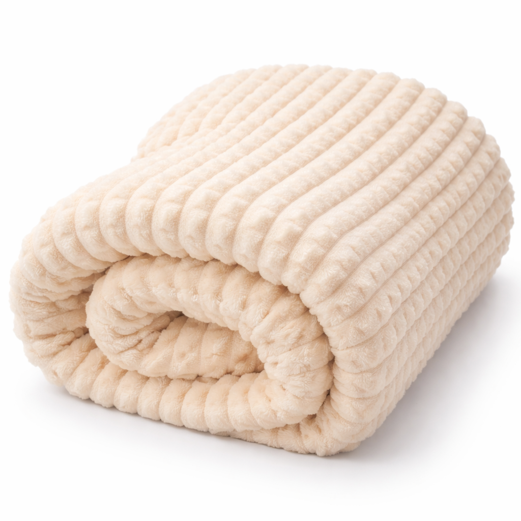 Κουβέρτα Fleece Ανάγλυφη Μπεζ – Εξαιρετικά Απαλή & Ζεστή