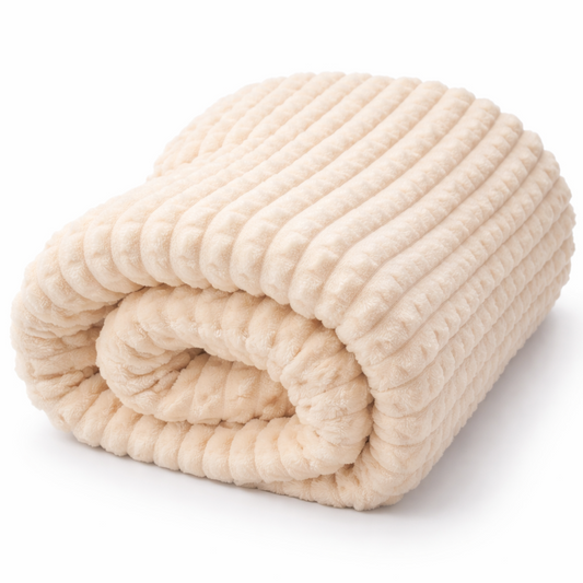 Κουβέρτα Fleece Ανάγλυφη Μπεζ – Εξαιρετικά Απαλή & Ζεστή