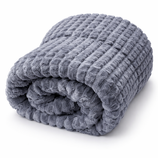 Κουβέρτα Fleece Ανάγλυφη Γκρι – Εξαιρετικά Απαλή & Ζεστή