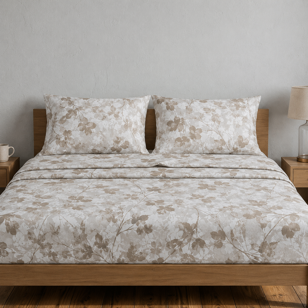 Σετ Σεντόνια Polycotton Μπεζ Φλοράλ