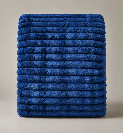 Κουβέρτα Γούνα Ριγέ Υπέρδιπλη 220×240 cm Μπλε– 3 kg