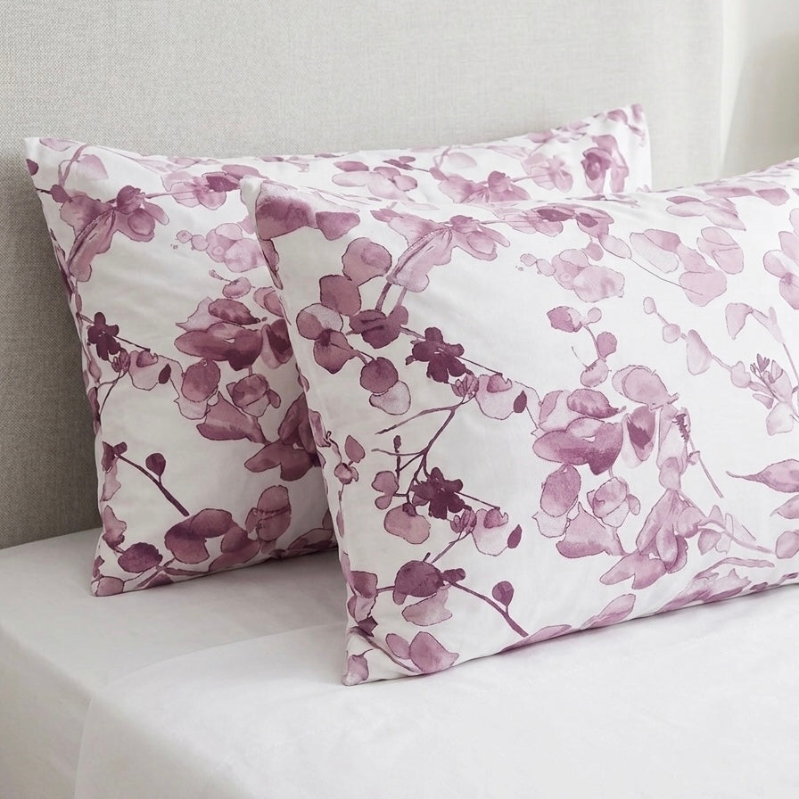 Βαμβακερές Μαξιλαροθήκες 50x70 Ροζ Floral – Σετ 2 Τεμαχίων