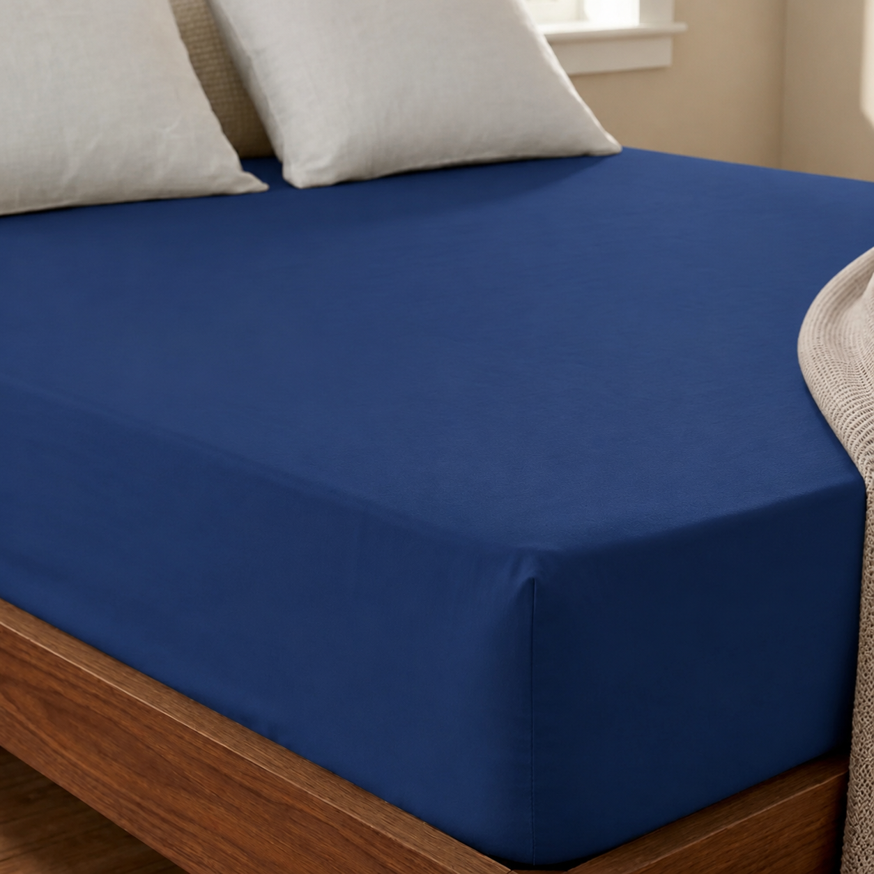Σεντόνι με Λάστιχο Royal Blue 100% Βαμβακερό