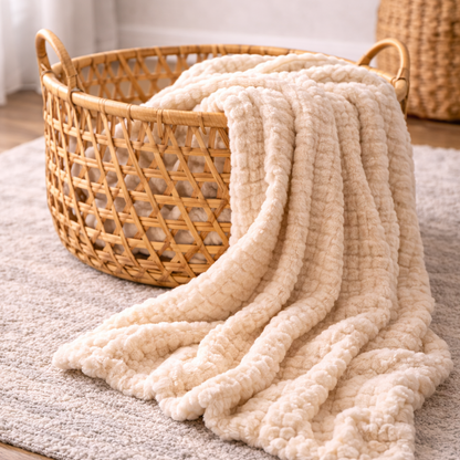 Κουβέρτα Fleece Ανάγλυφη Μπεζ – Εξαιρετικά Απαλή & Ζεστή
