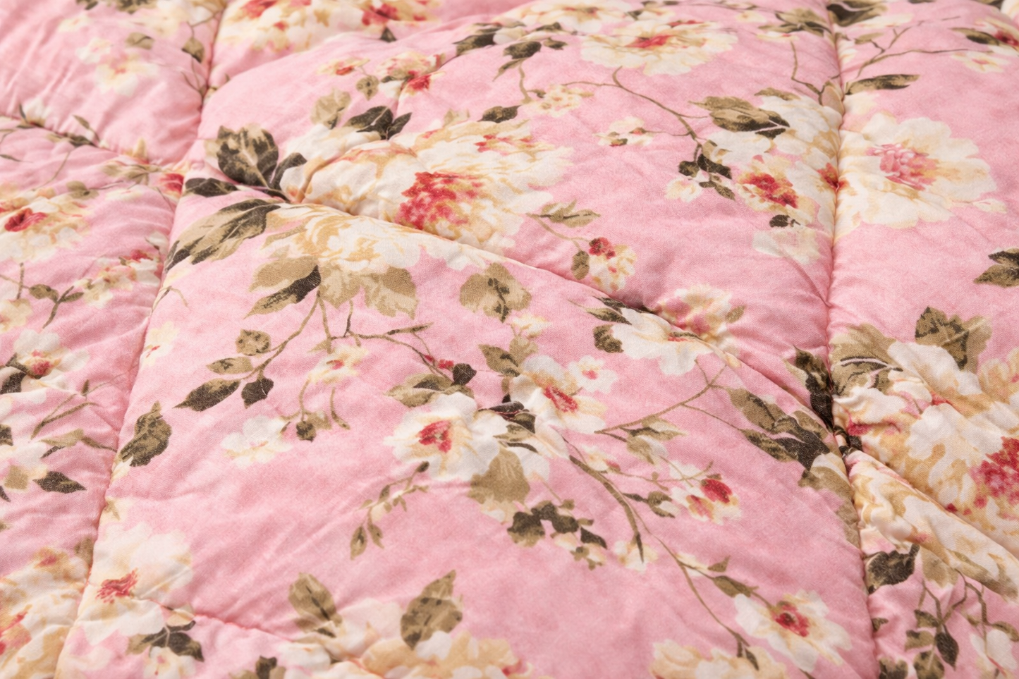 Ροζ Floral Διπλό Πάπλωμα με Γέμισμα Μικροΐνες