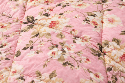 Ροζ Floral Διπλό Πάπλωμα με Γέμισμα Μικροΐνες